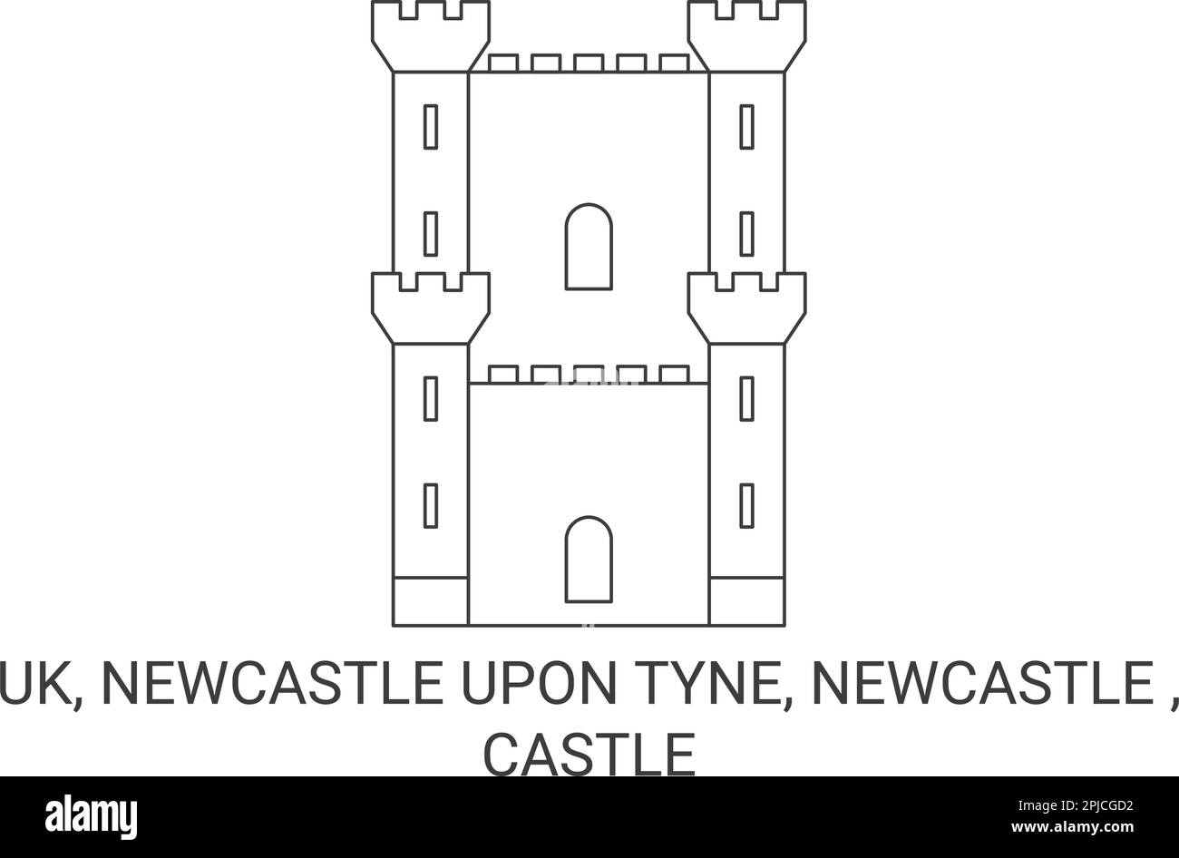 England, Newcastle Upon Tyne, Newcastle , Castle travel landmark vector illustration Stock Vector