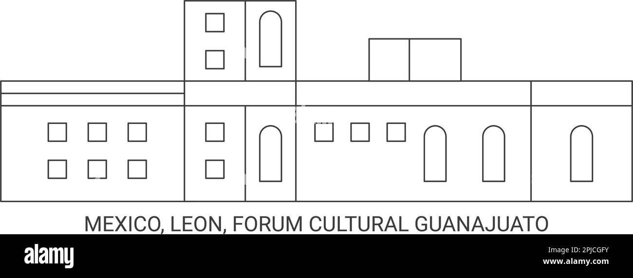Mexico, Leon, Forum Cultural Guanajuato travel landmark vector illustration Stock Vector