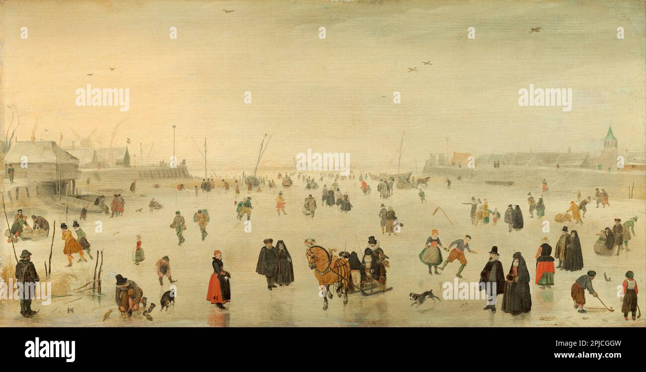 A Scene on the Ice painted by the 16th Century Dutch painter Hendrick Avercamp. Avercamp was A Scene on the Ice painted by the 16th Century Dutch painter Hendrick Avercamp. Avercamp was