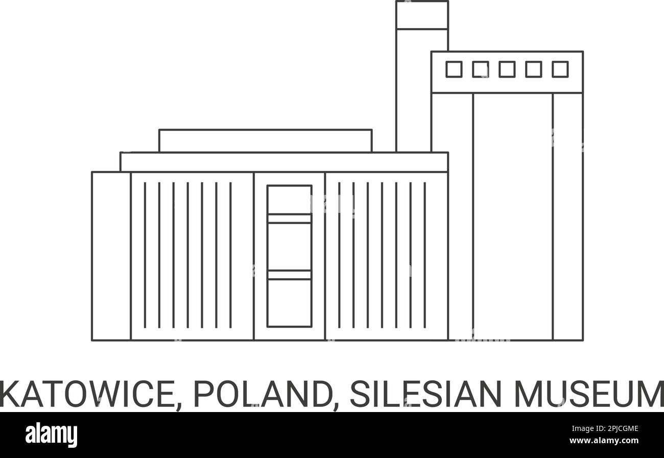 Poland, Katowice, Silesian Museum, travel landmark vector illustration Stock Vector