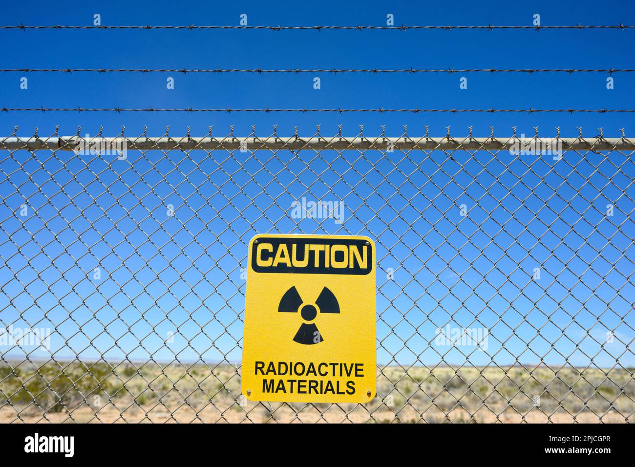 A sign warning visitors to the presence of radioactive materials is