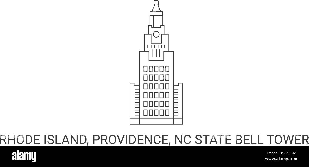 United States, Rhode Island, Providence, Nc State Bell Tower, travel landmark vector illustration Stock Vector