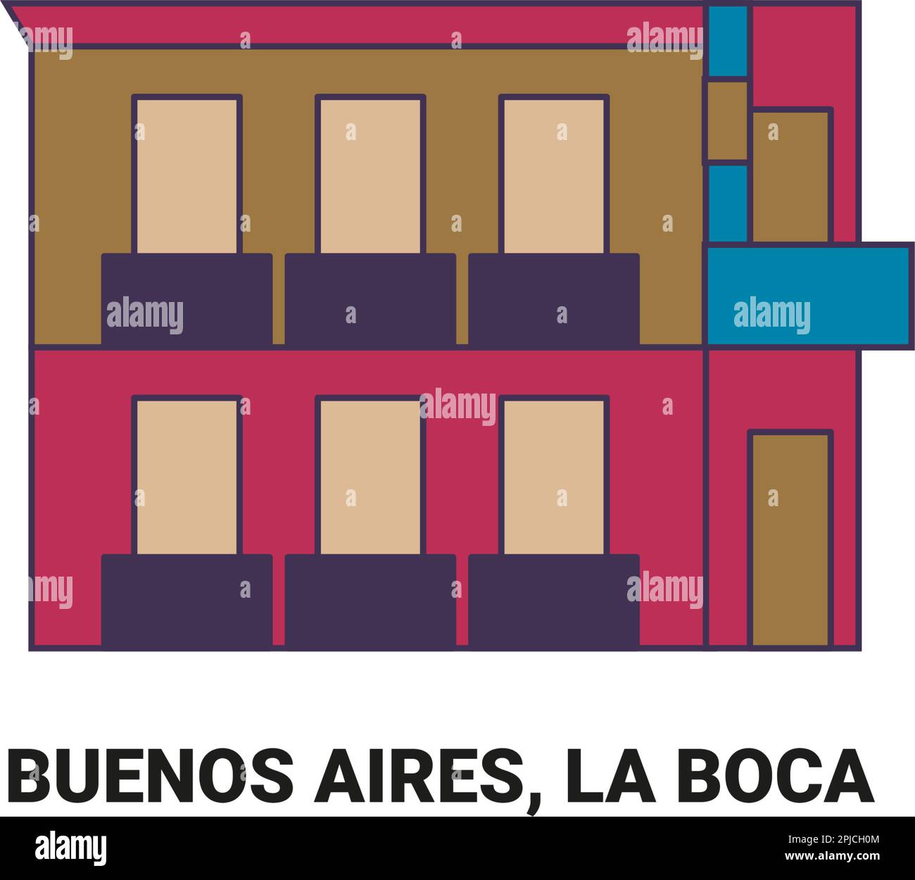Argentina, Buenos Aires, La Boca, travel landmark vector illustration Stock Vector