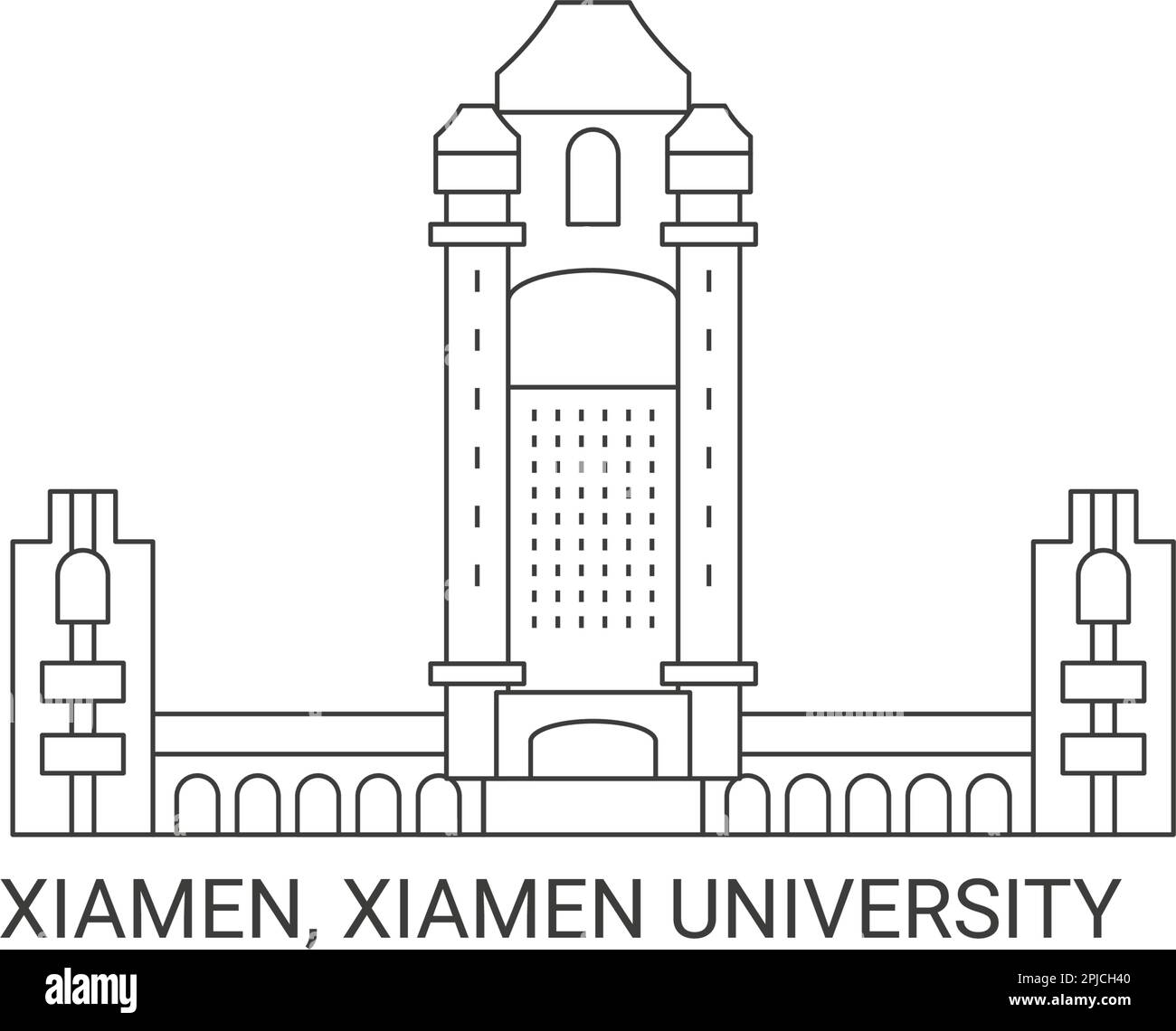 China, Xiamen, Xiamen University, travel landmark vector illustration Stock Vector