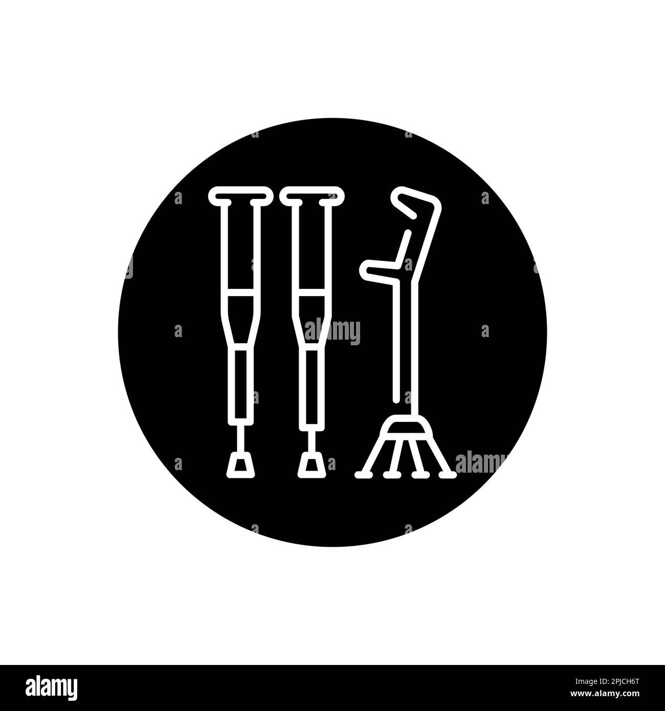 Crutches sign сolor line icon. Physiotherapy. Pictogram for web page ...