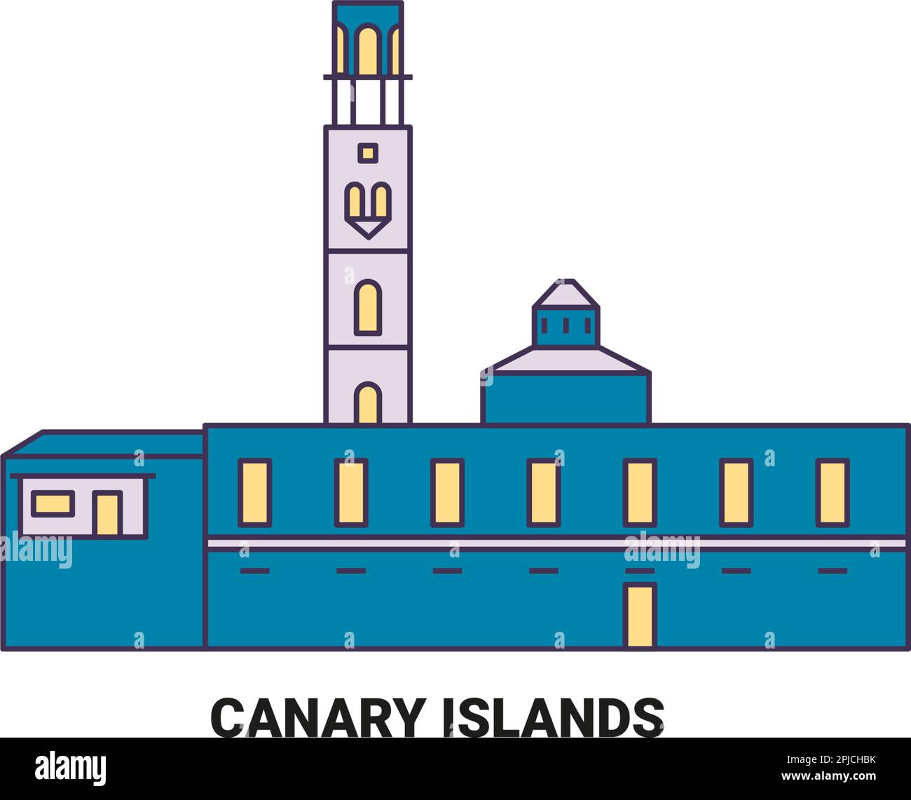 Spain, Canary Islands travel landmark vector illustration Stock Vector