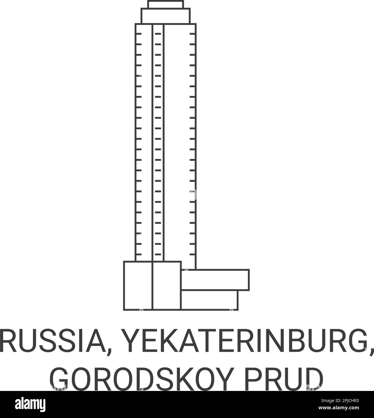 Russia, Yekaterinburg, Gorodskoy Prud travel landmark vector illustration Stock Vector