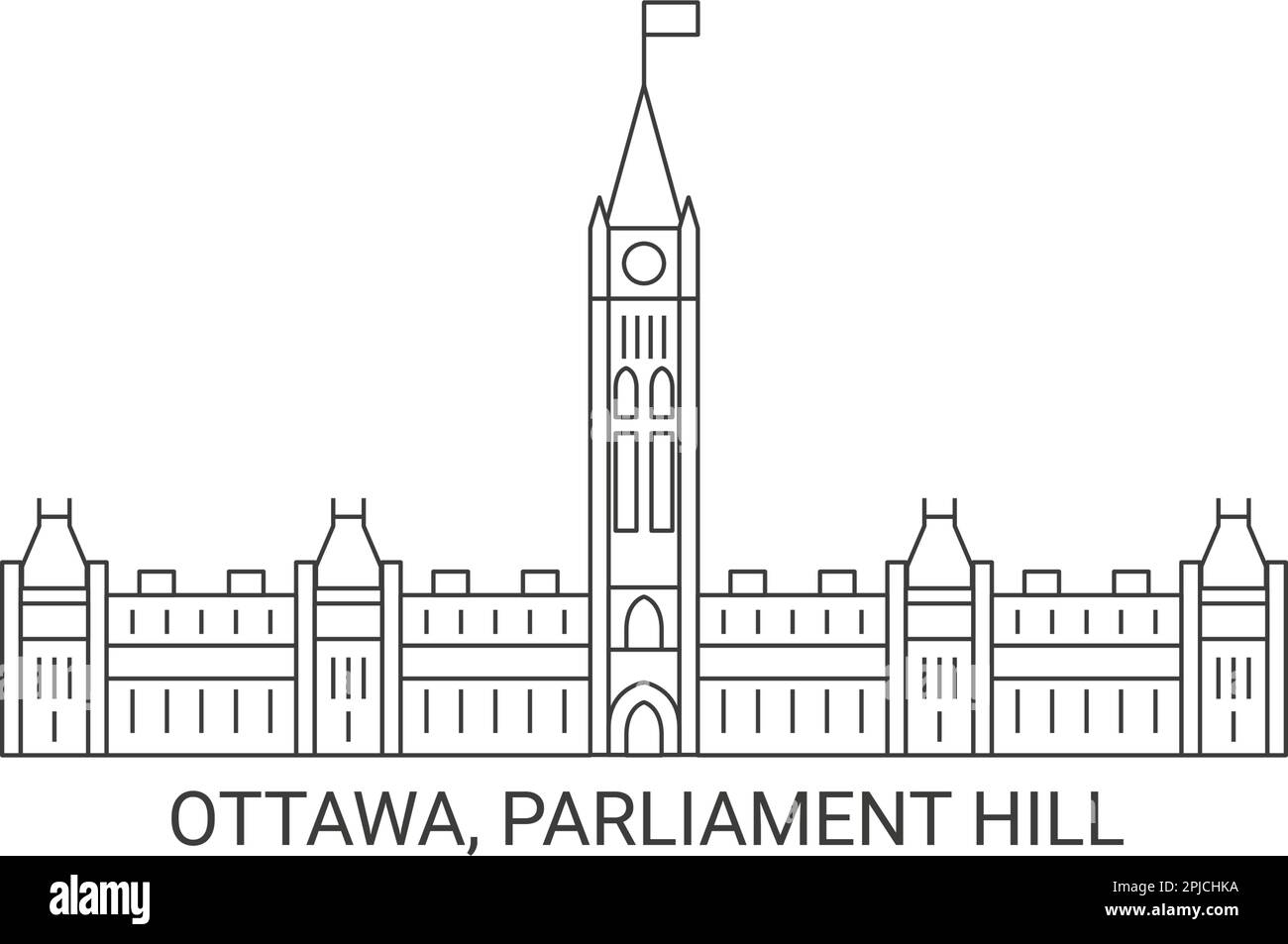 Canada, Ottawa, Parliament Hill, travel landmark vector illustration Stock Vector