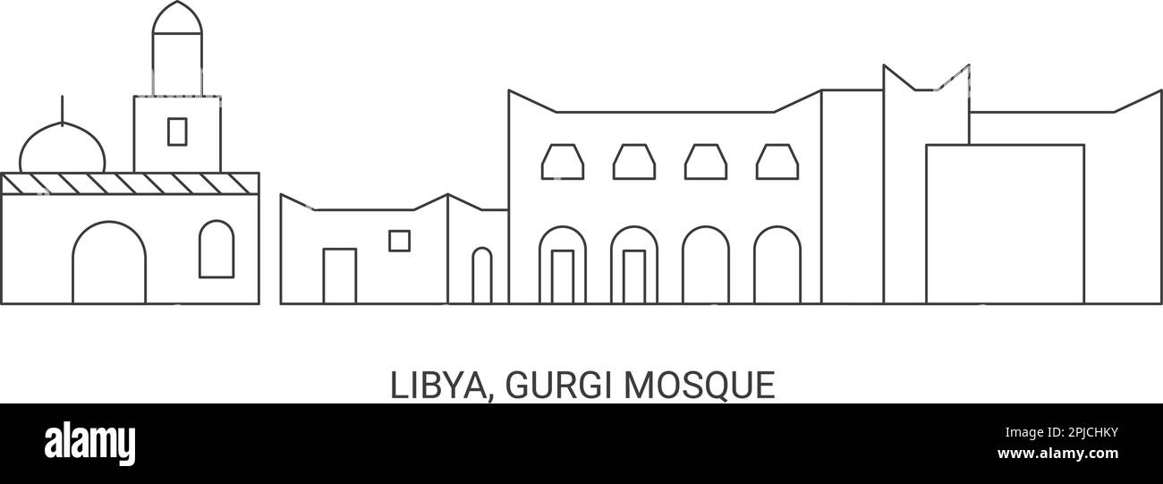 Libya, Gurgi Mosque, travel landmark vector illustration Stock Vector