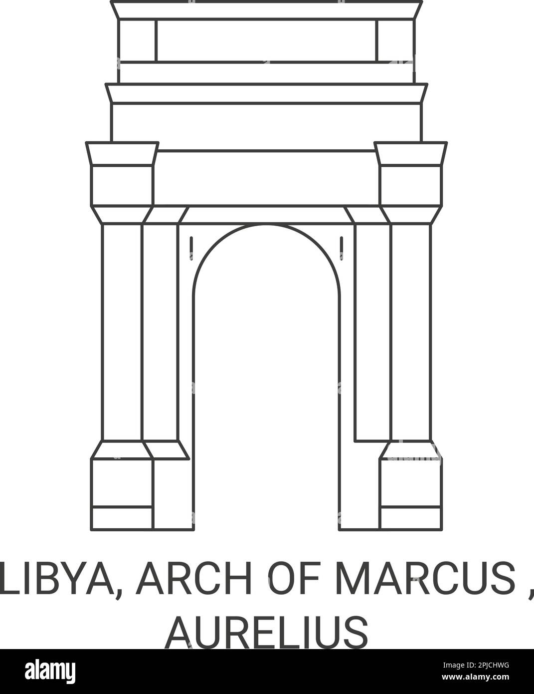 Libya, Arch Of Marcus , Aurelius travel landmark vector illustration