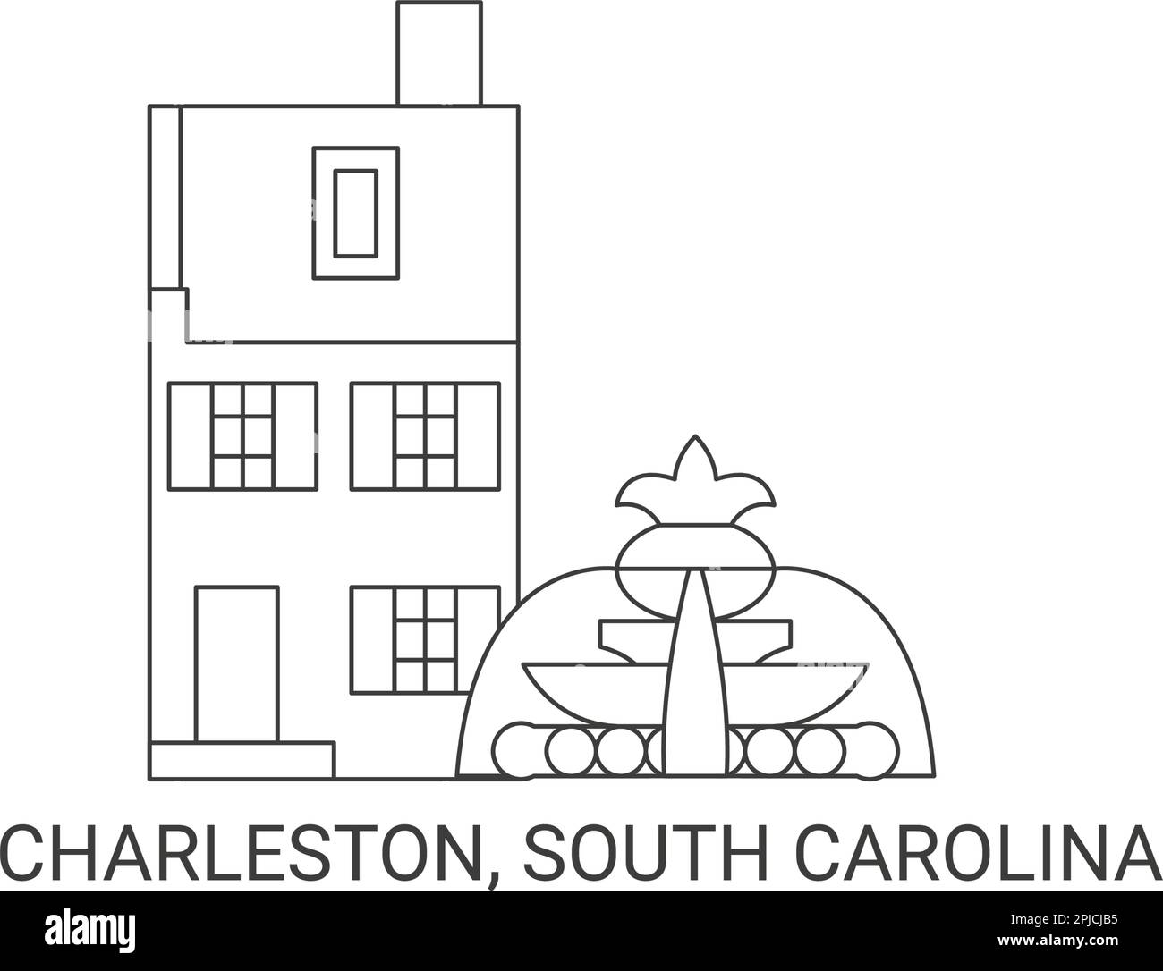 United States, Charleston, South Carolina travel landmark vector illustration Stock Vector