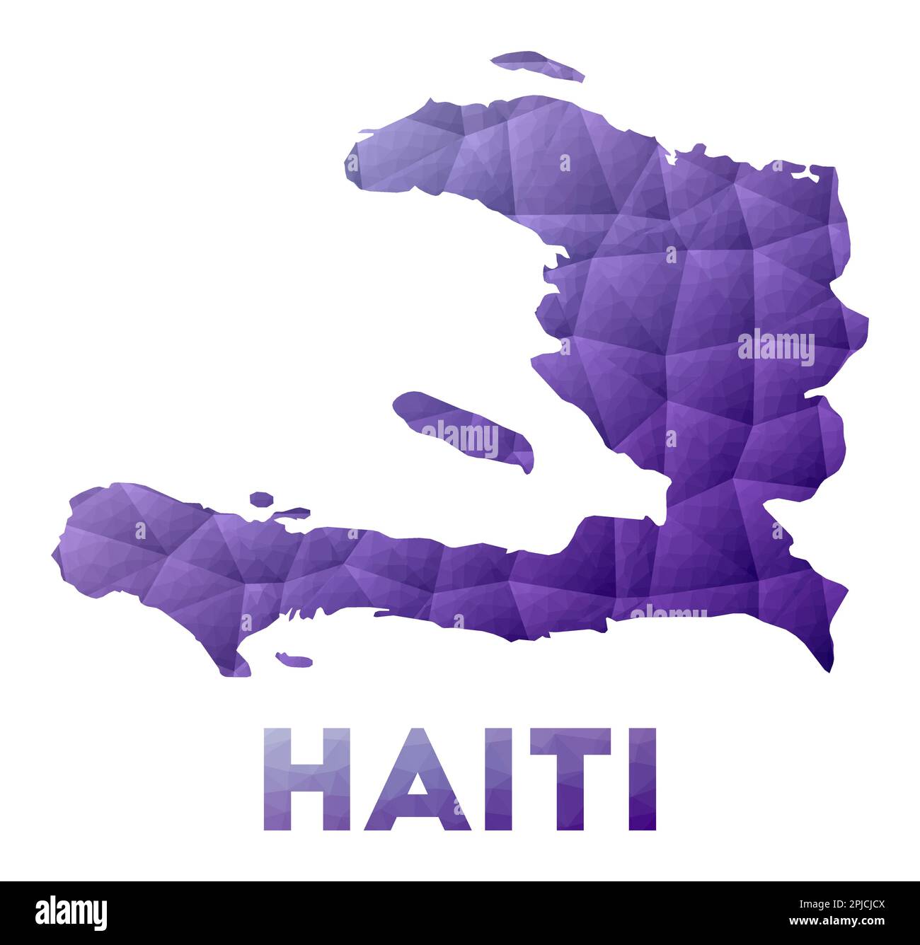 Map of Haiti. Low poly illustration of the country. Purple geometric design. Polygonal vector illustration. Stock Vector