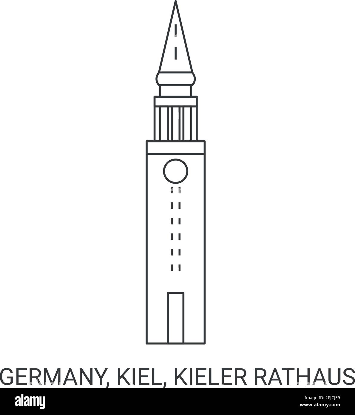 Germany, Kiel, Kieler Rathaus travel landmark vector illustration Stock Vector