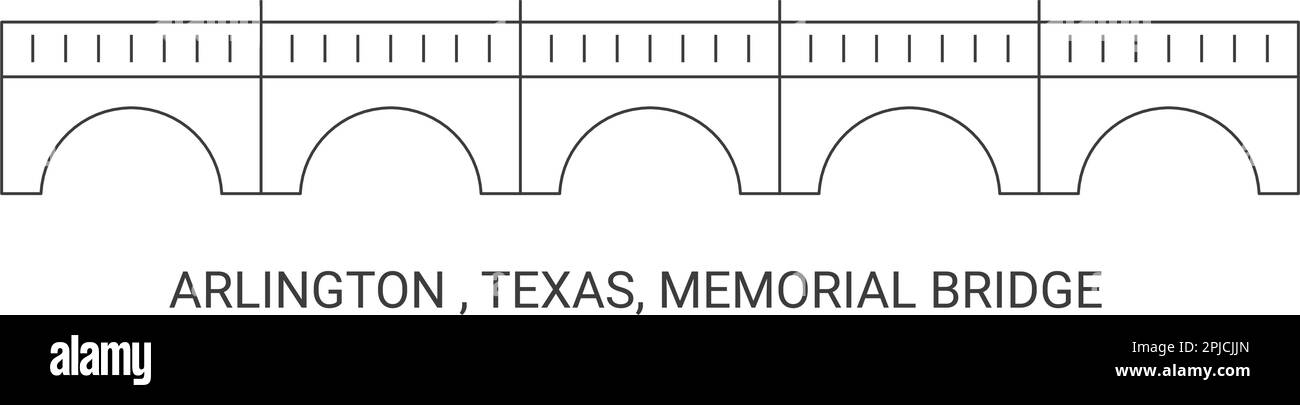 United States, Arlington , Texas, Memorial Bridge travel landmark vector illustration Stock Vector