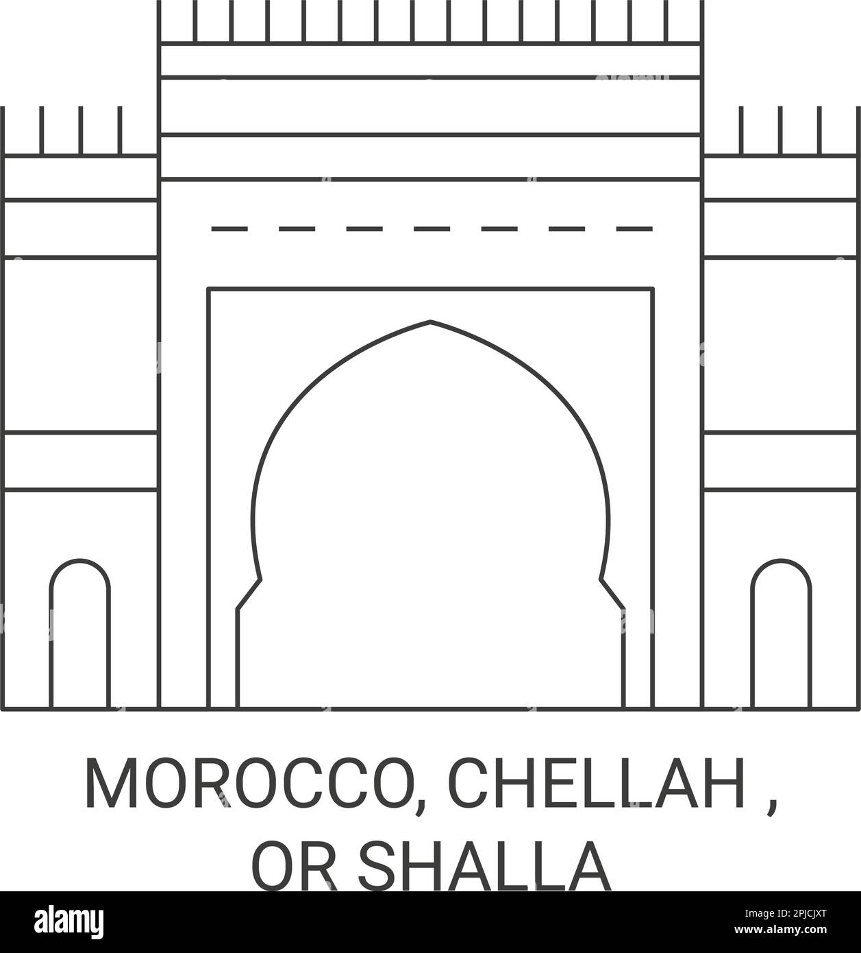 Morocco, Chellah , Or Shalla travel landmark vector illustration Stock Vector
