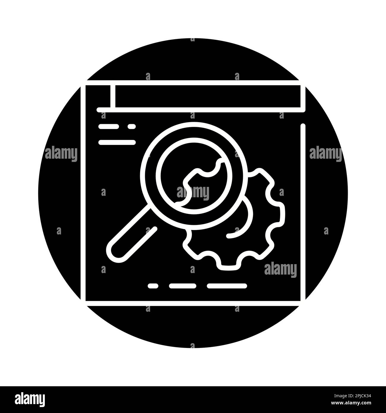 Searching solution black line icon. Web site. Support service Stock Vector