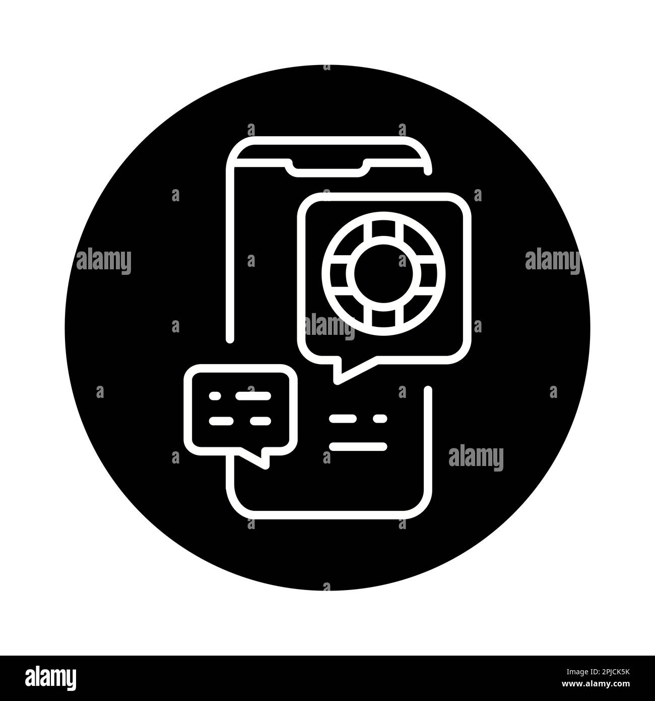 Service support black line icon. Online help. Support service Stock Vector