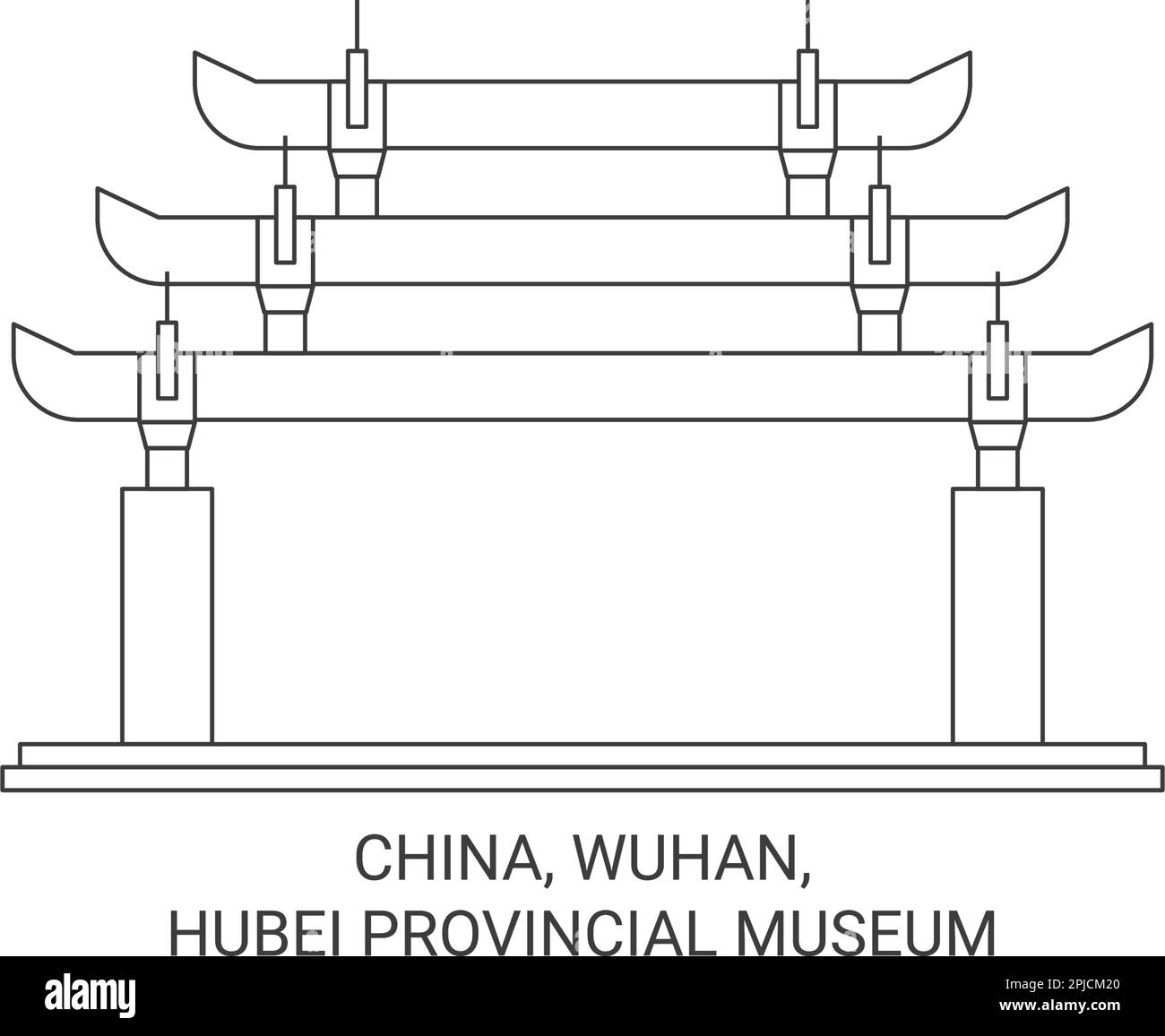 China, Wuhan, Hubei Provincial Museum travel landmark vector illustration Stock Vector
