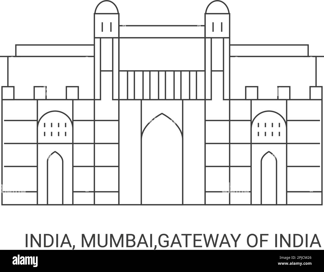 India, Mumbai,Gateway Of India, travel landmark vector illustration Stock Vector
