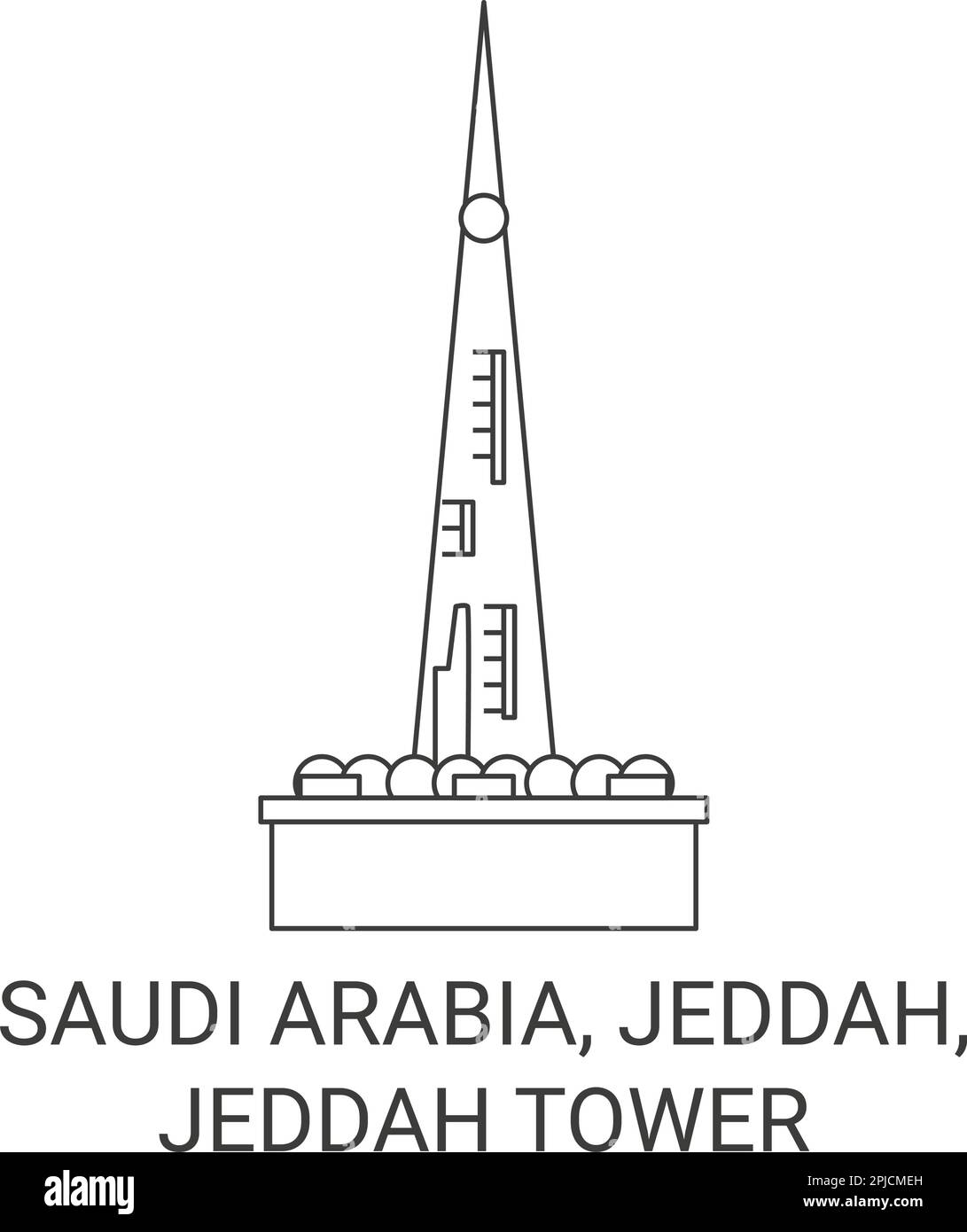 Saudi Arabia, Jeddah, Jeddah Tower travel landmark vector illustration Stock Vector