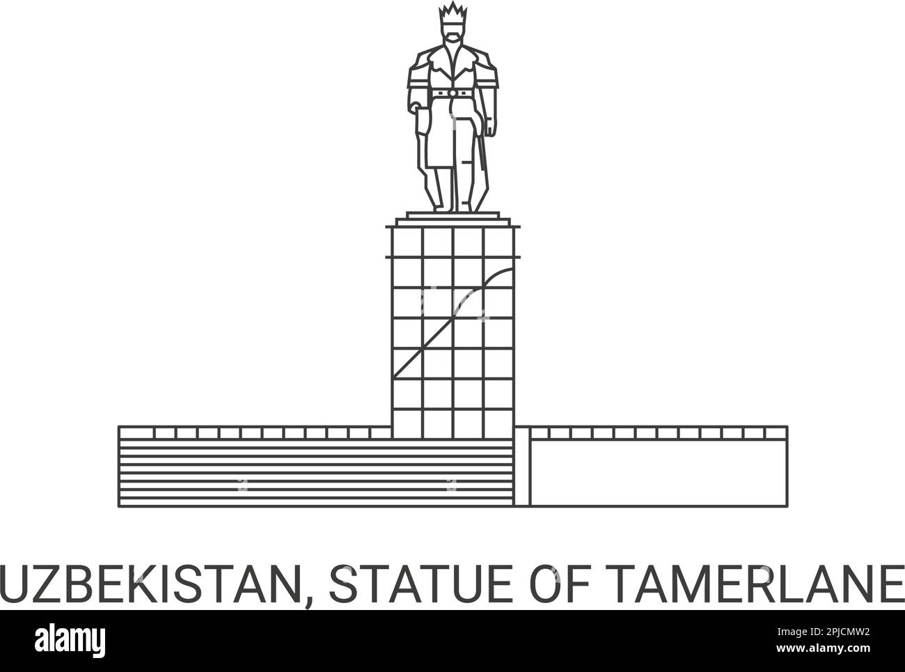 Uzbekistan, Statue Of Tamerlane, travel landmark vector illustration Stock Vector
