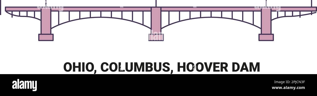United States, Ohio, Columbus, Hoover Dam, travel landmark vector illustration Stock Vector