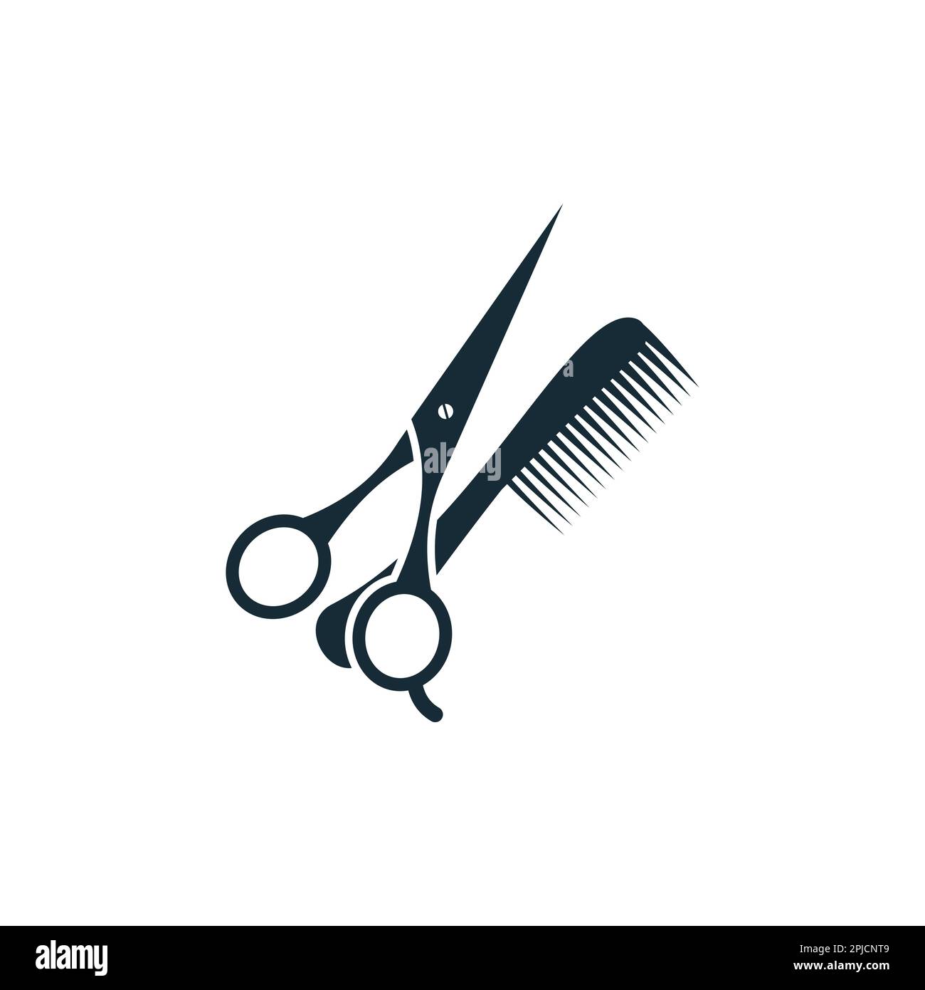 Scissors and hair comb vintage round badge Vector Image