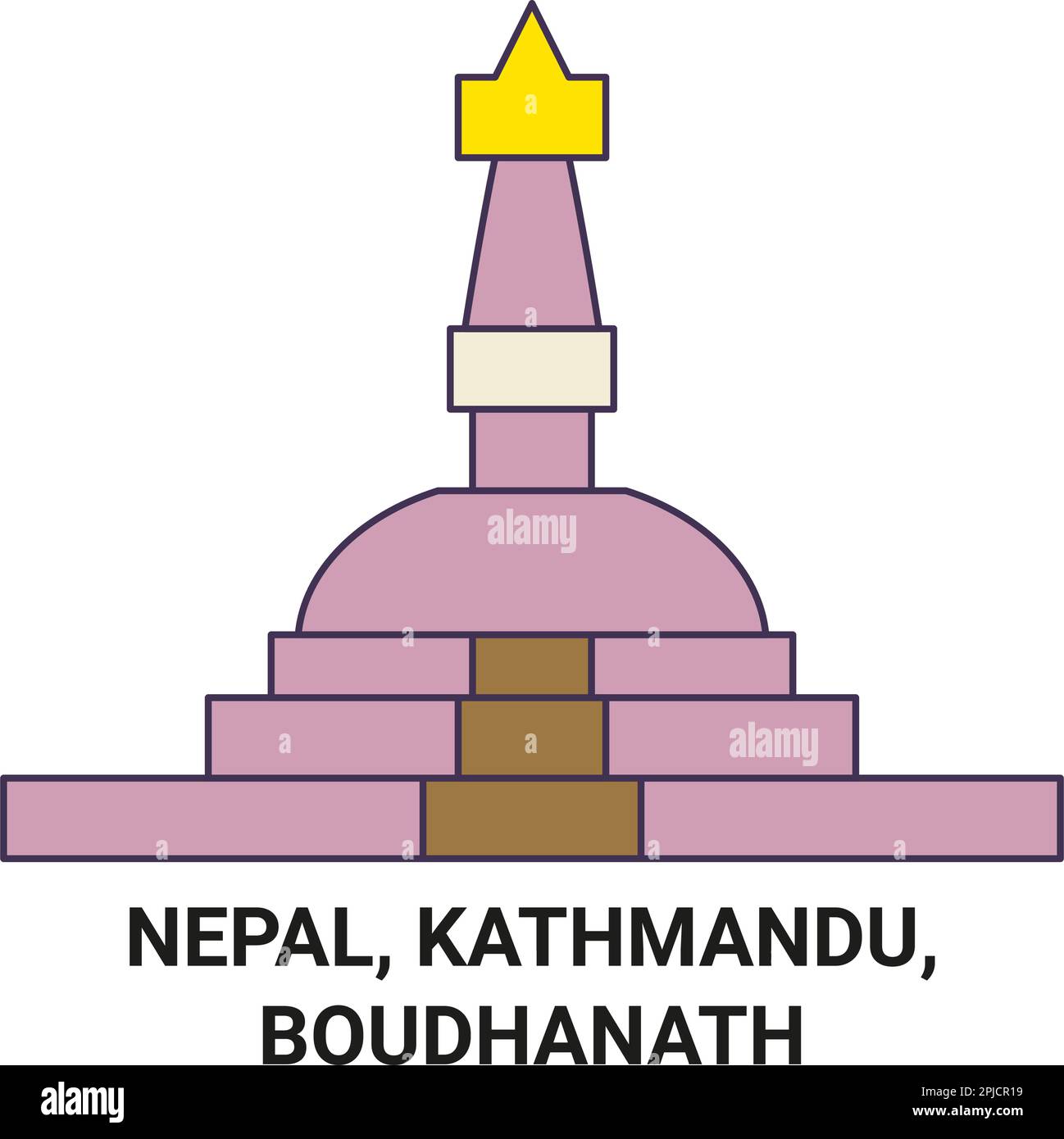 Nepal, Kathmandu, Boudhanath travel landmark vector illustration Stock