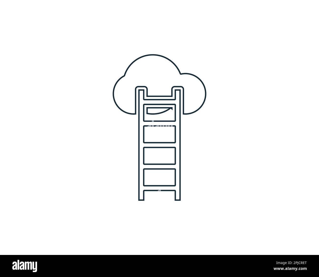 Ladder and Cloud Line Art Icon Design Template Elements Stock Vector