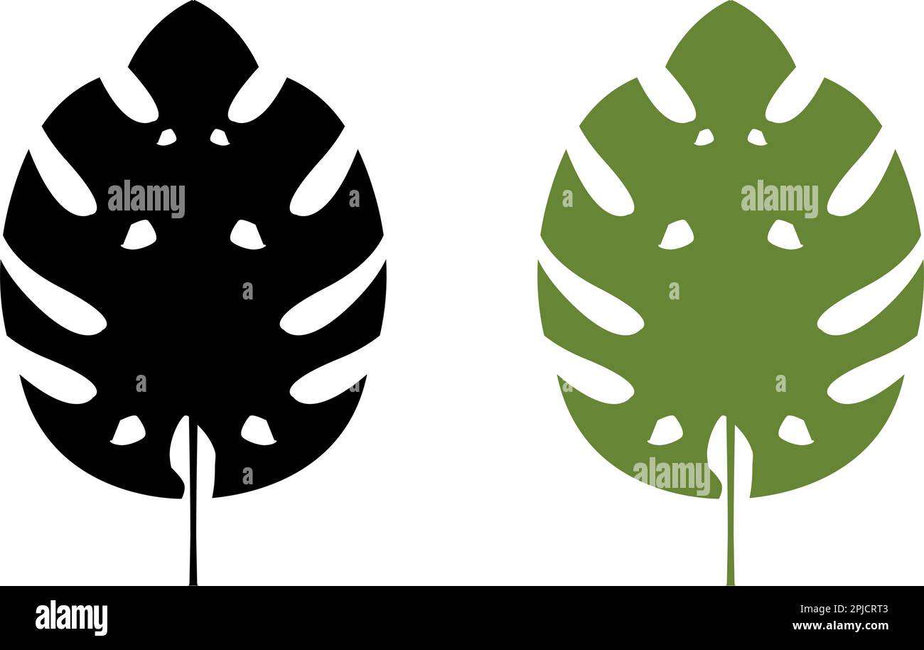 Monstera Deliciosa Leaf Icon Vector Logo Template Illustration Design Stock Vector