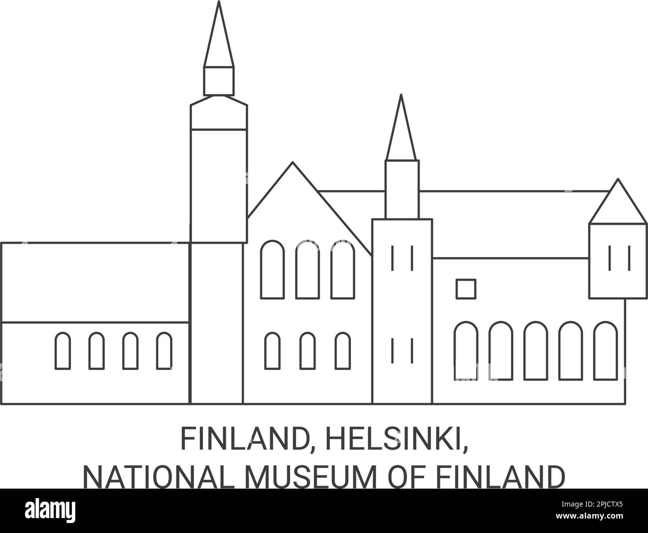 Finland, Helsinki, National Museum Of Finland travel landmark vector illustration Stock Vector