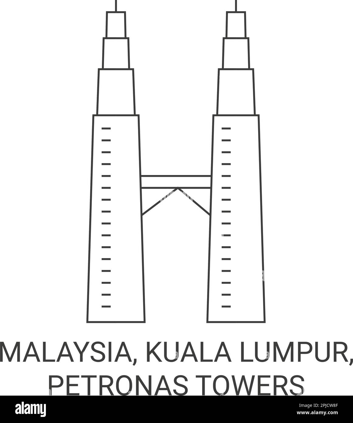 Malaysia, Kuala Lumpur, Petronas Towers travel landmark vector illustration Stock Vector