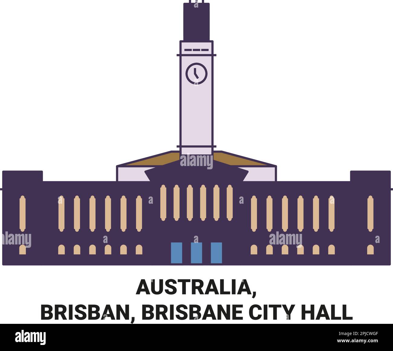 Australia, Brisban, Brisbane City Hall travel landmark vector illustration Stock Vector Image