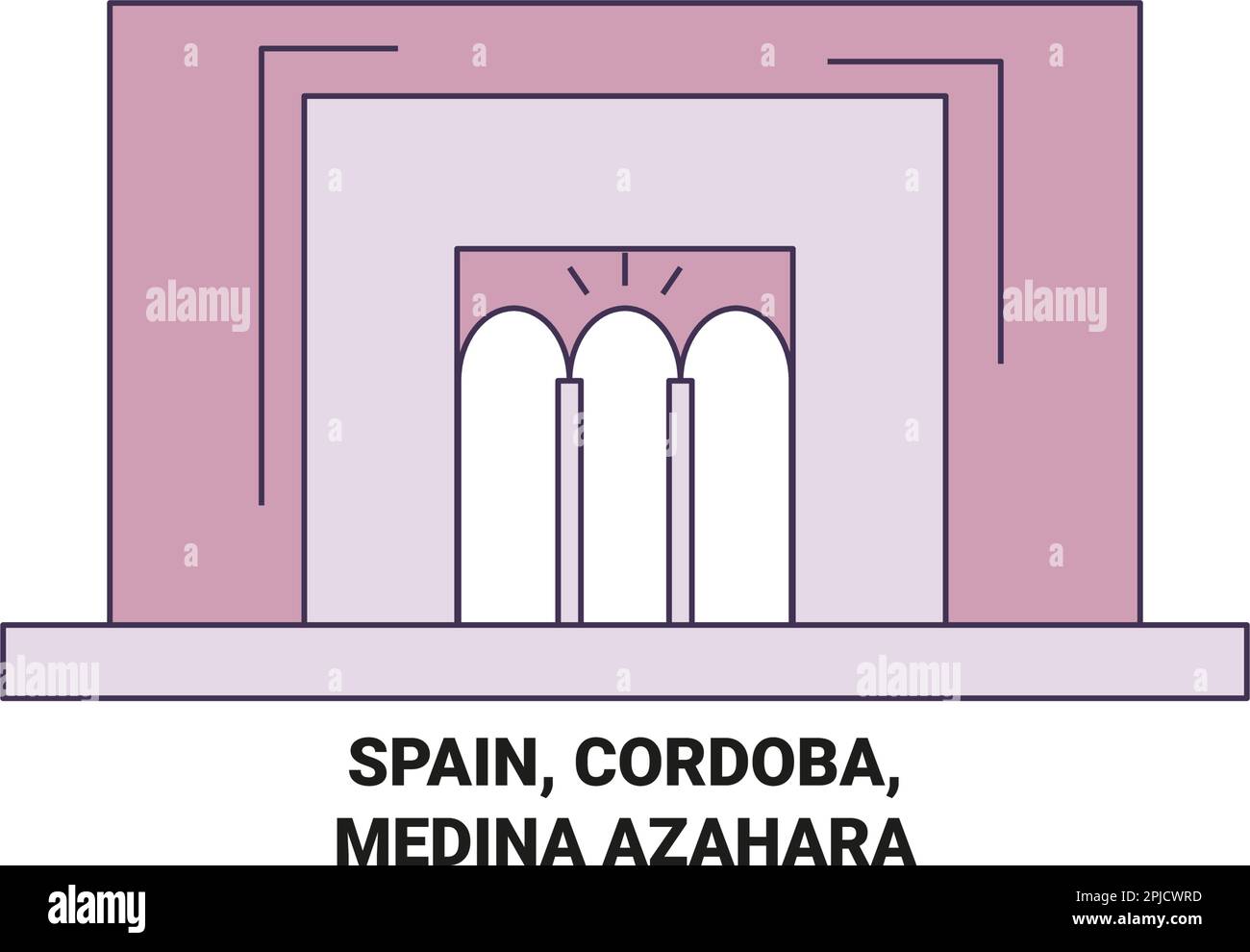 Spain, Cordoba, Medina Azahara travel landmark vector illustration Stock Vector