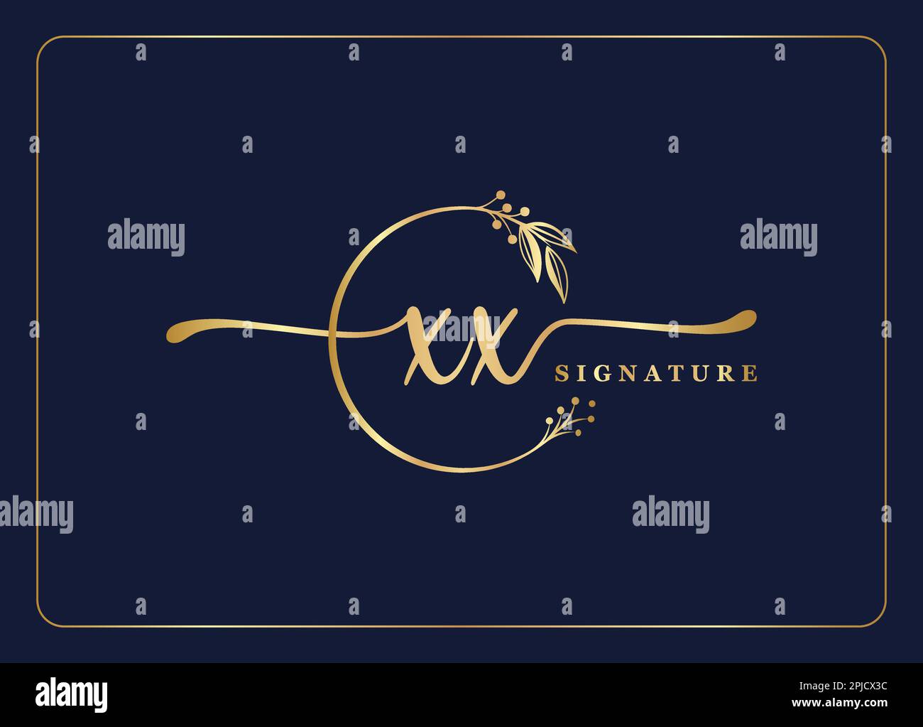 luxury gold signature initial XX logo design isolated leaf and flower