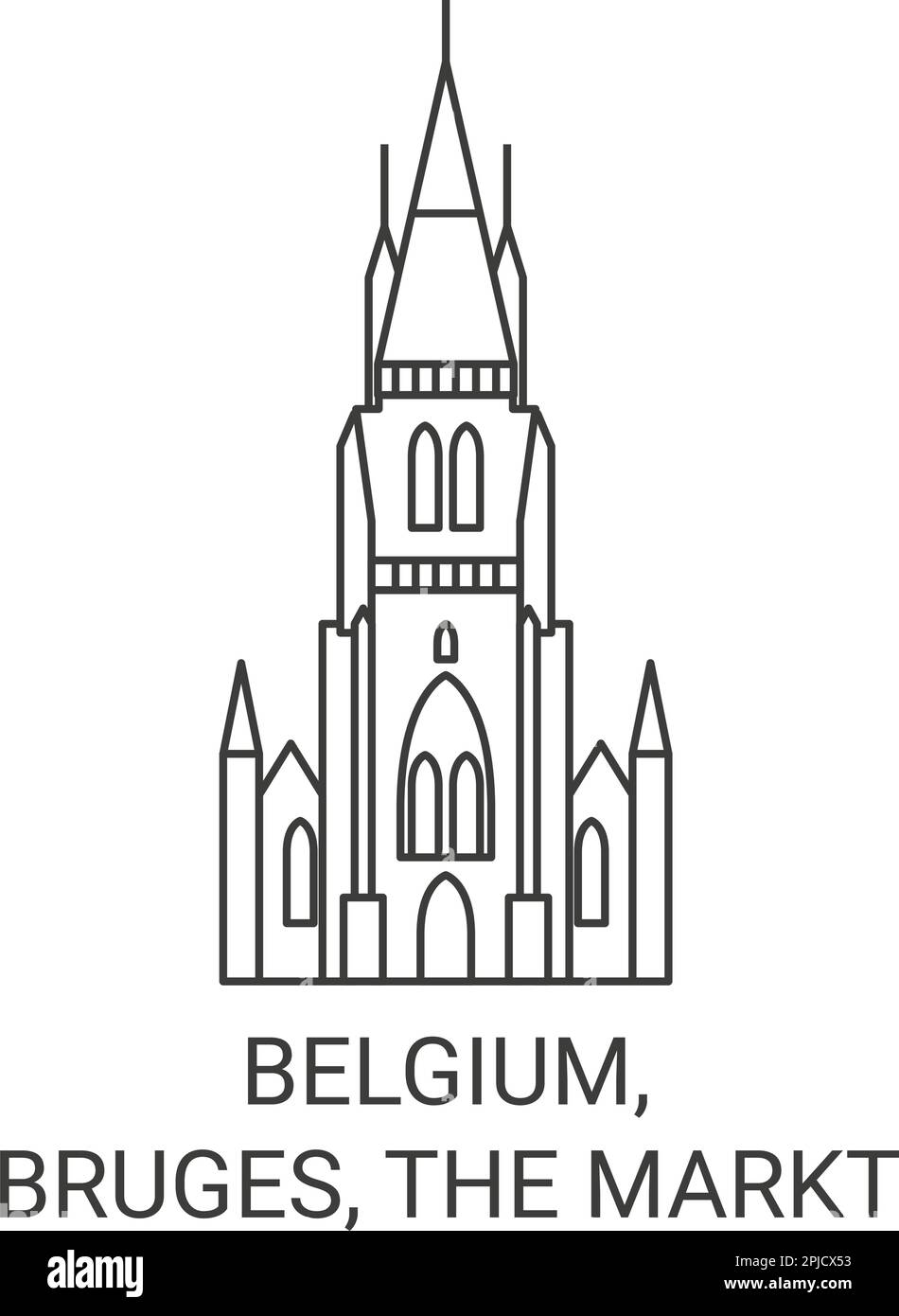 Belgium, Bruges, The Markt travel landmark vector illustration Stock Vector