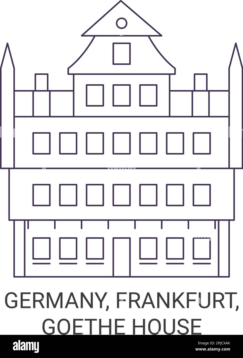 Germany, Frankfurt, Goethe House travel landmark vector illustration Stock Vector