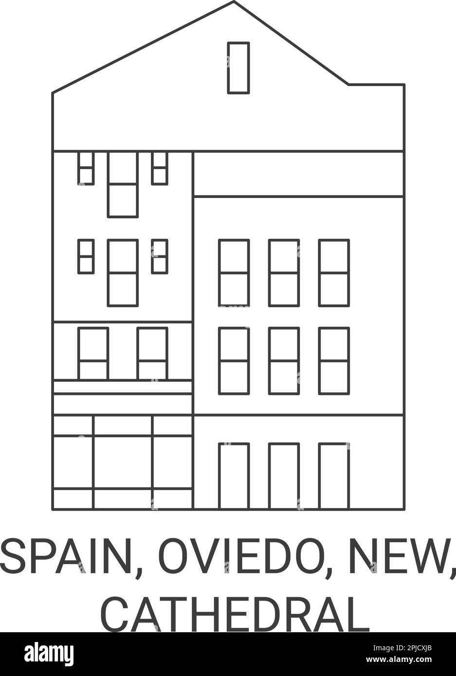 Spain, Oviedo, New Cathedral travel landmark vector illustration Stock Vector