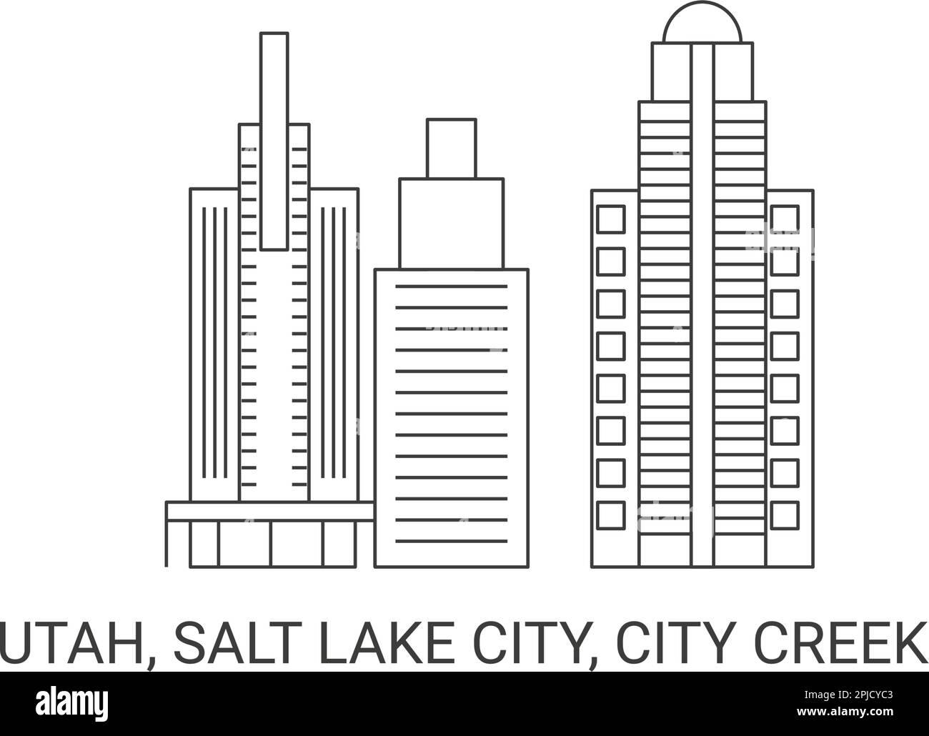 United States, Utah, Salt Lake City, City Creek, travel landmark vector illustration Stock Vector