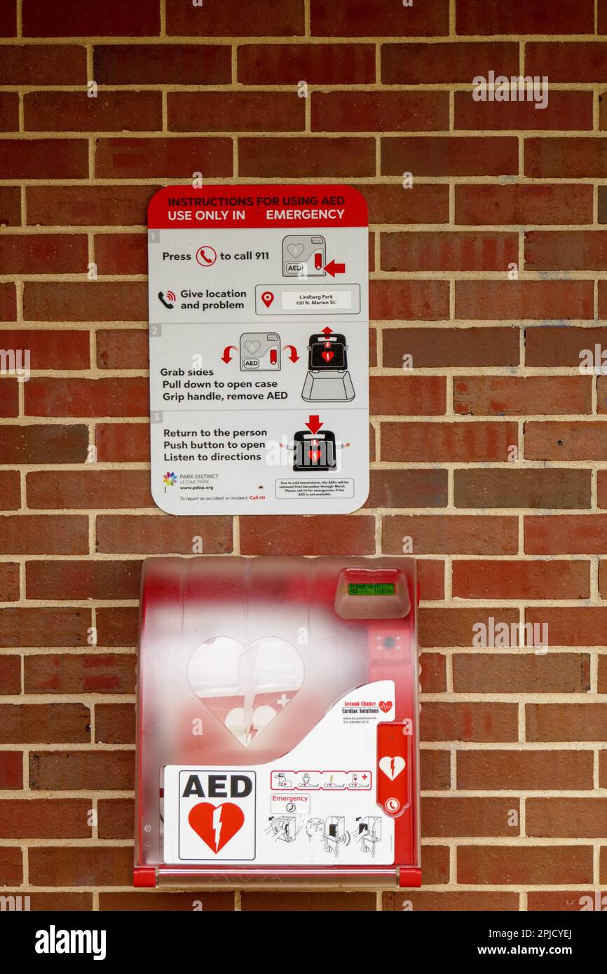 Automatic emergency defibrillator. Stock Photo