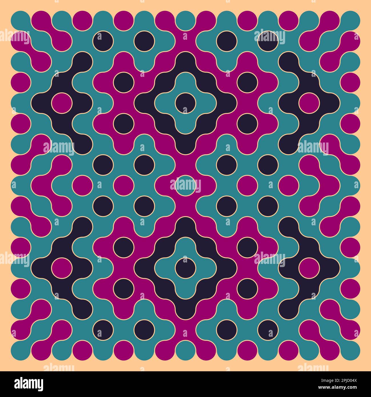 Random color rounded truchet tiling illustration Stock Vector