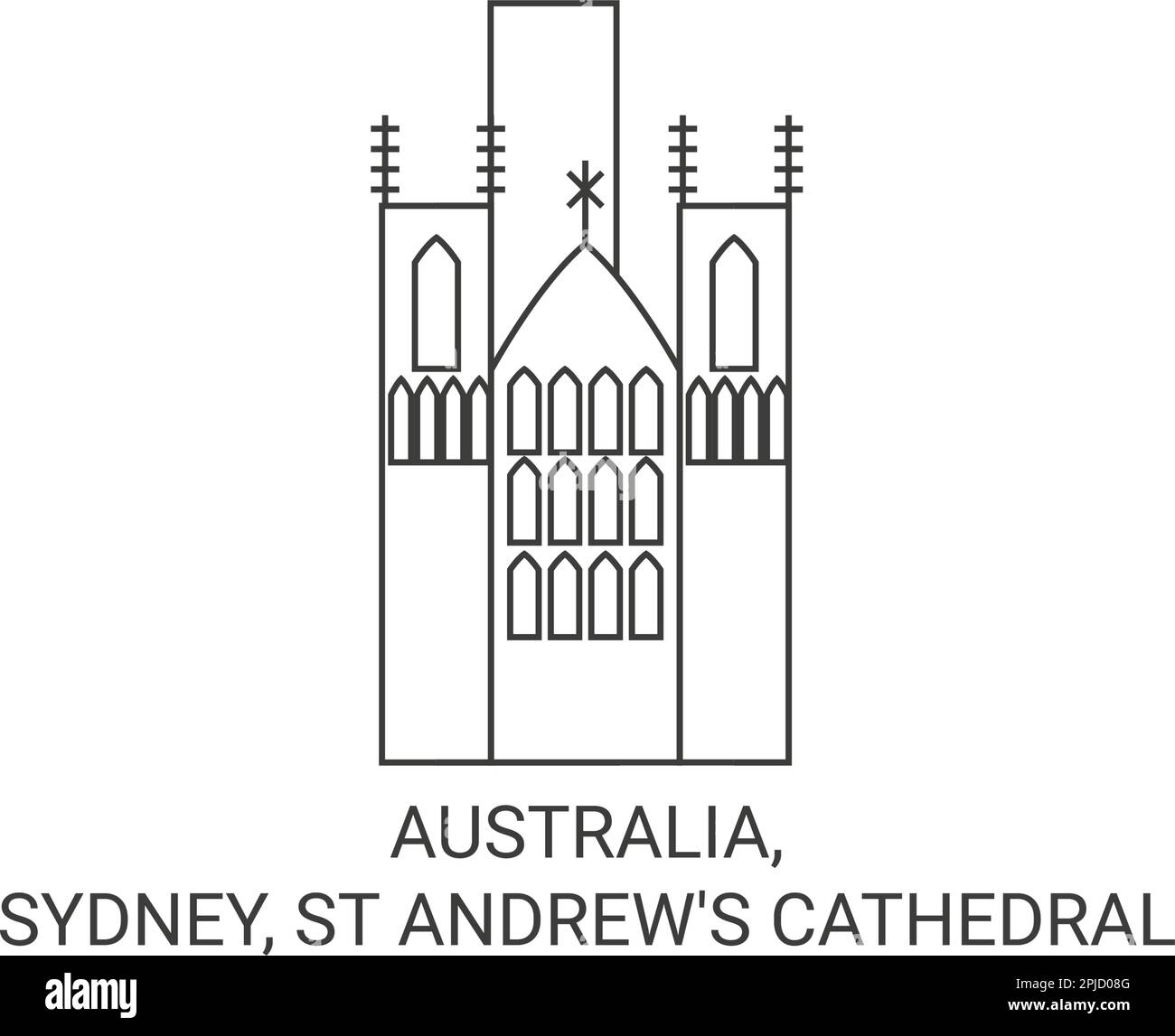 Australia, Sydney, St Andrew's Cathedral travel landmark vector illustration Stock Vector