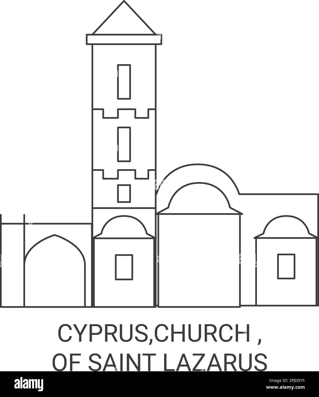Cyprus, Church Of Saint Lazarus travel landmark vector illustration Stock Vector