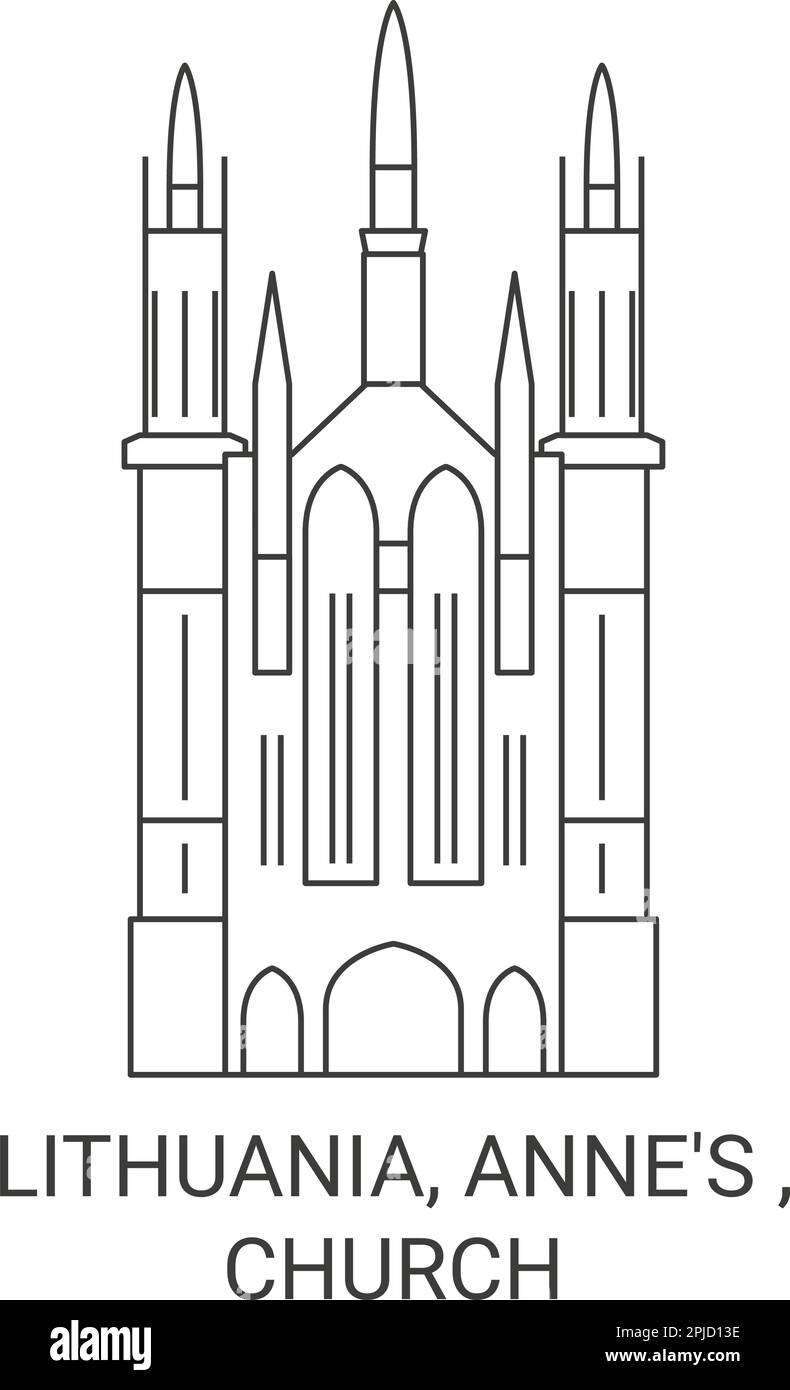 Lithuania, Anne's , Church travel landmark vector illustration Stock Vector
