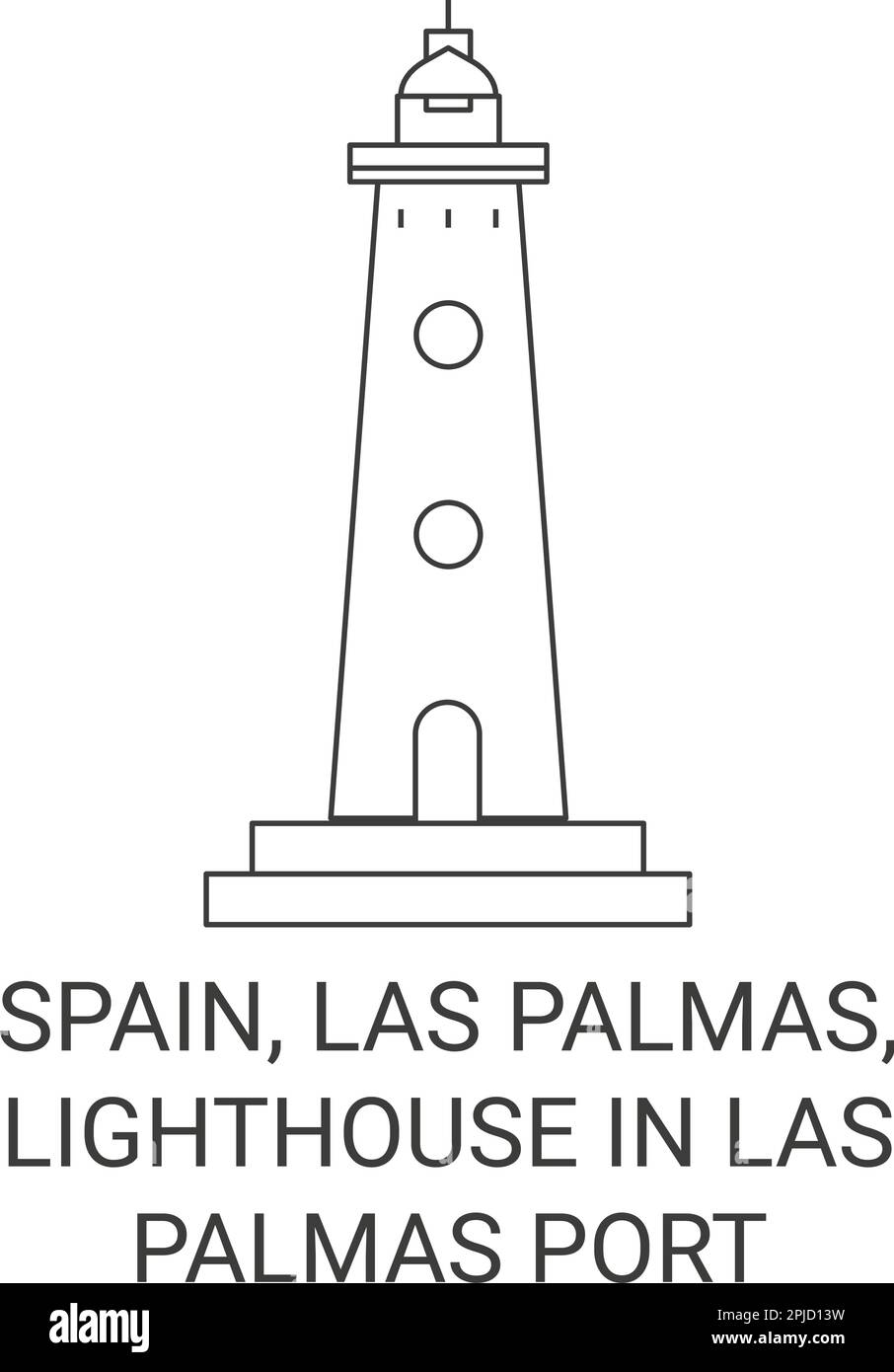 Spain, Las Palmas, Lighthouse In Las Palmas Port travel landmark vector illustration Stock Vector