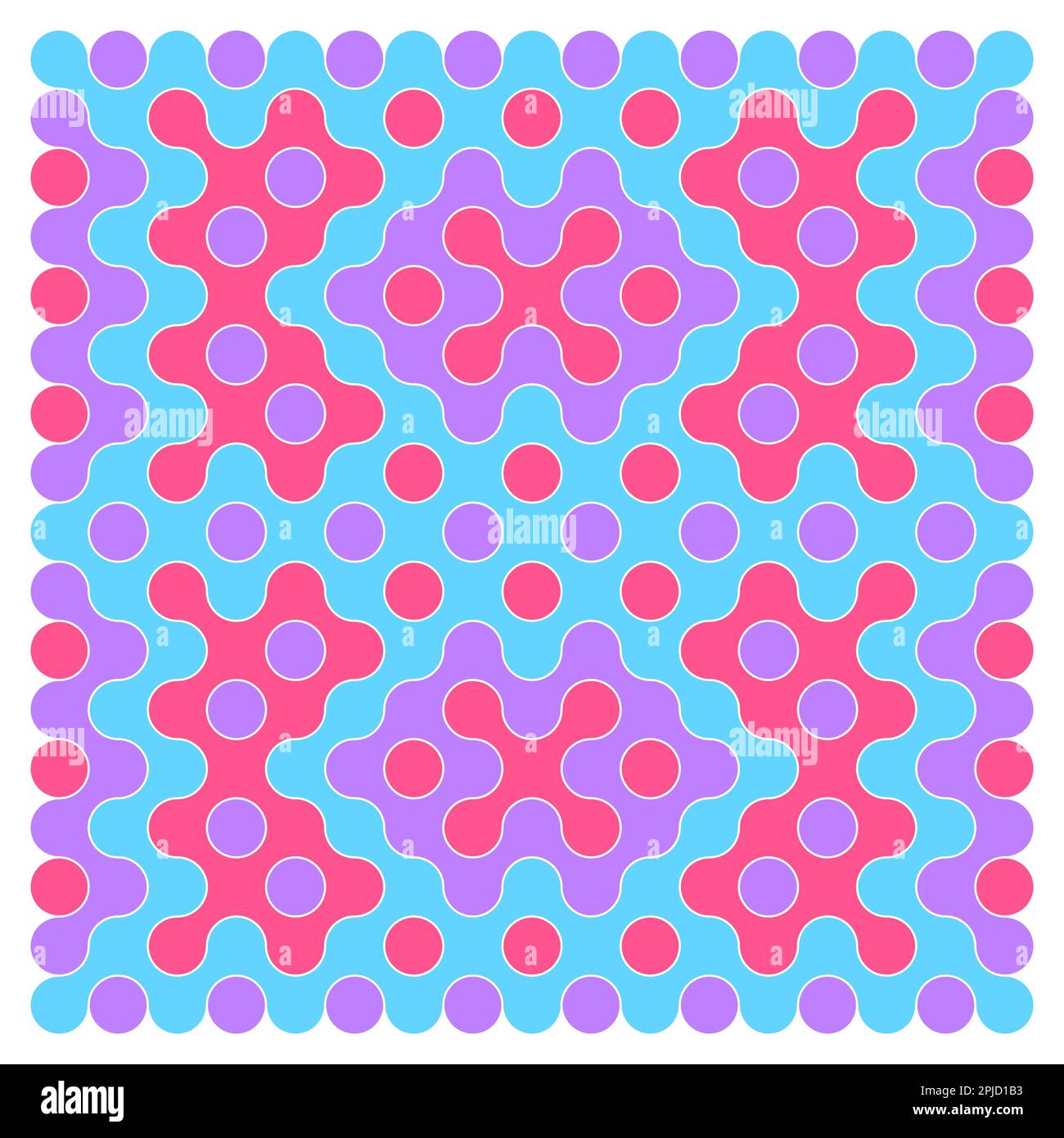 Random color rounded truchet tiling illustration Stock Vector