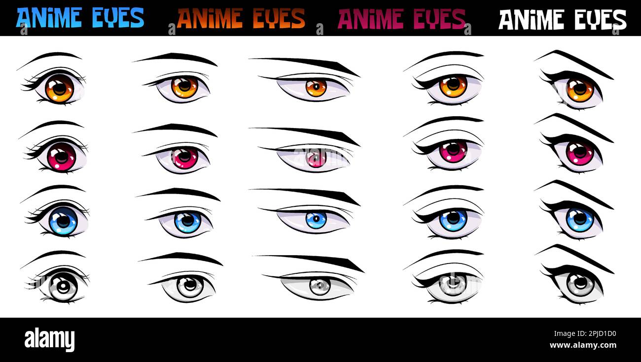 Set of Male Anime Style Eyes Stock Illustration - Illustration of japanese,  iris: 147934165