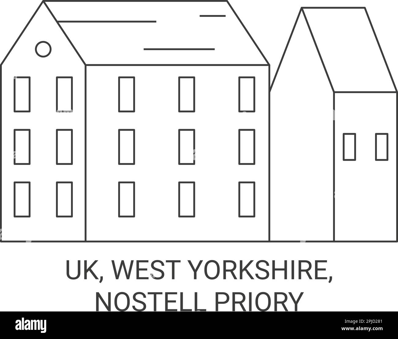 Uk, West Yorkshire, Nostell Priory travel landmark vector illustration Stock Vector