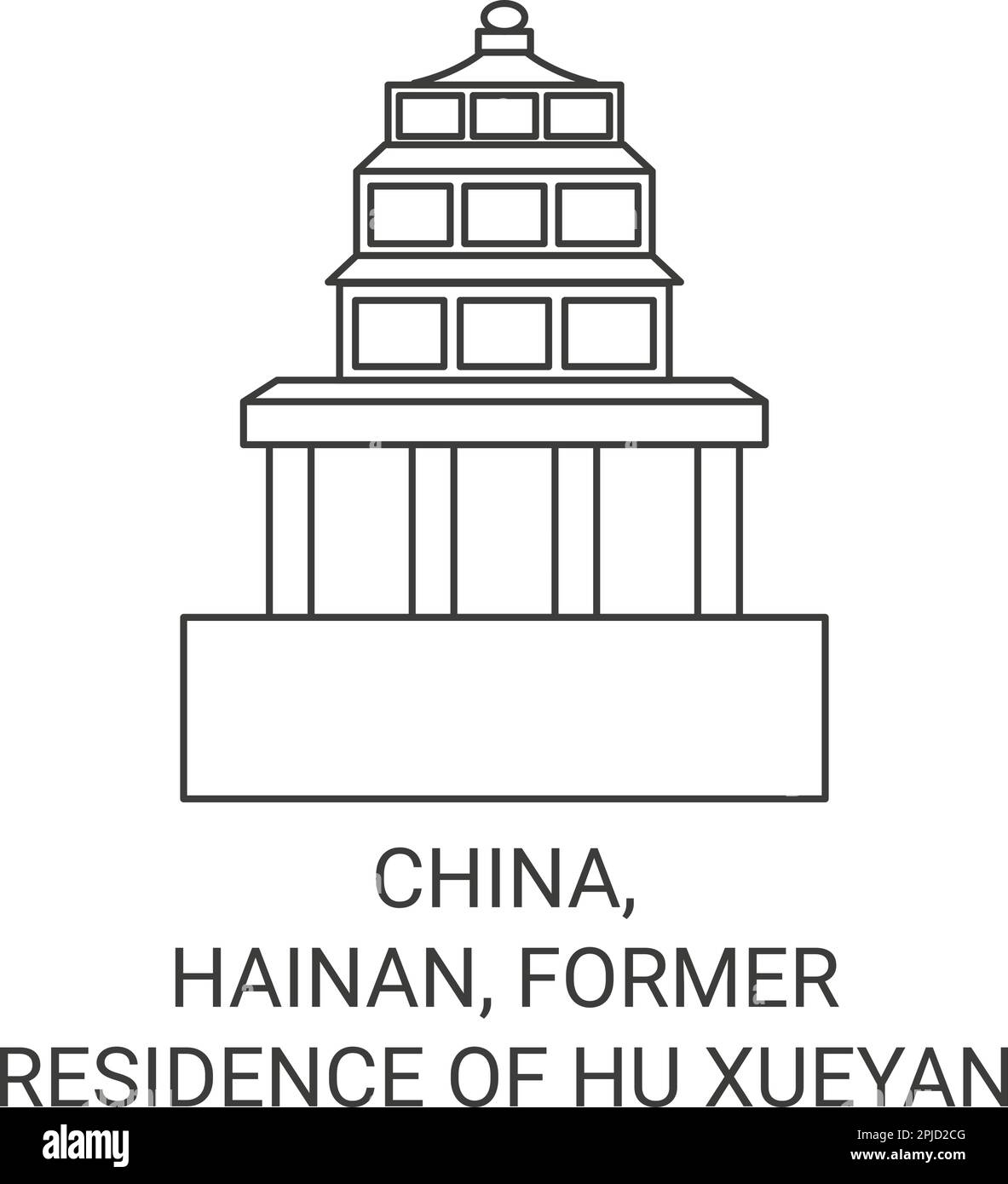China, Hainan, Former Residence Of Hu Xueyan travel landmark vector illustration Stock Vector