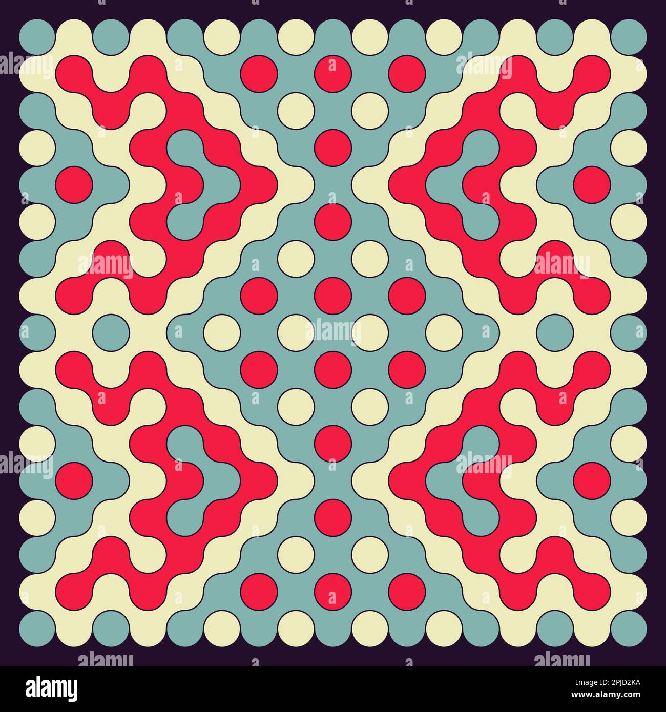 Random color rounded truchet tiling illustration Stock Vector